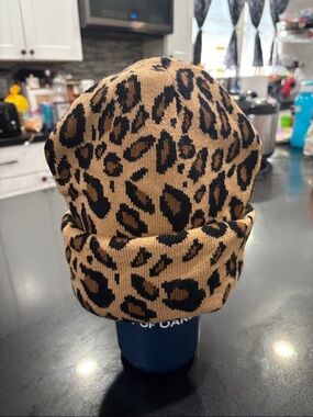 Leopard print beanie